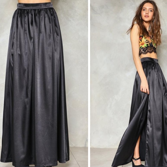shiny maxi skirt
